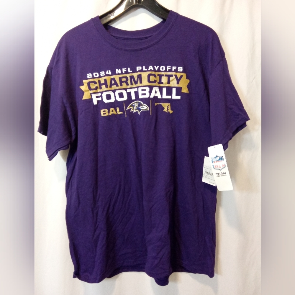 NWT 2024 Baltimore Ravens NFL Playoff T-Shirt Charm City Football Official Team